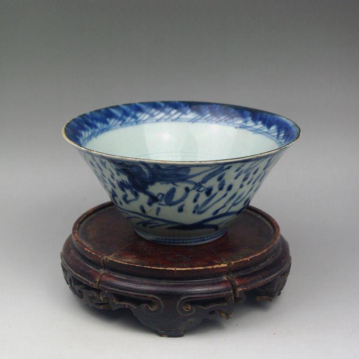 清三代康熙早期龙纹碗青花瓷明清景德镇老瓷器老物件摆件收藏