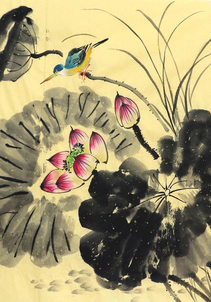 何佳华原稿真迹手绘国画字画水墨四尺斗方写意花鸟画