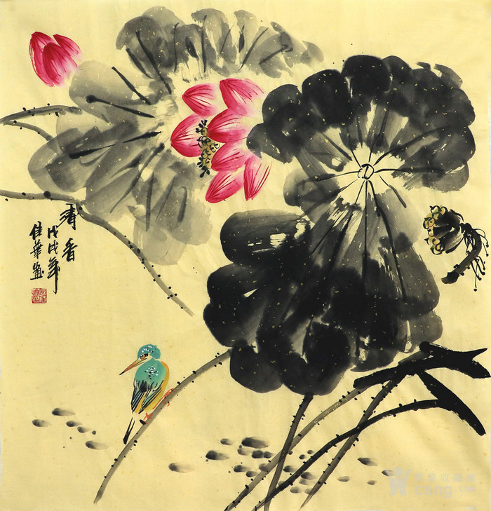 何佳华原稿真迹手绘国画字画水墨四尺斗方写意花鸟画