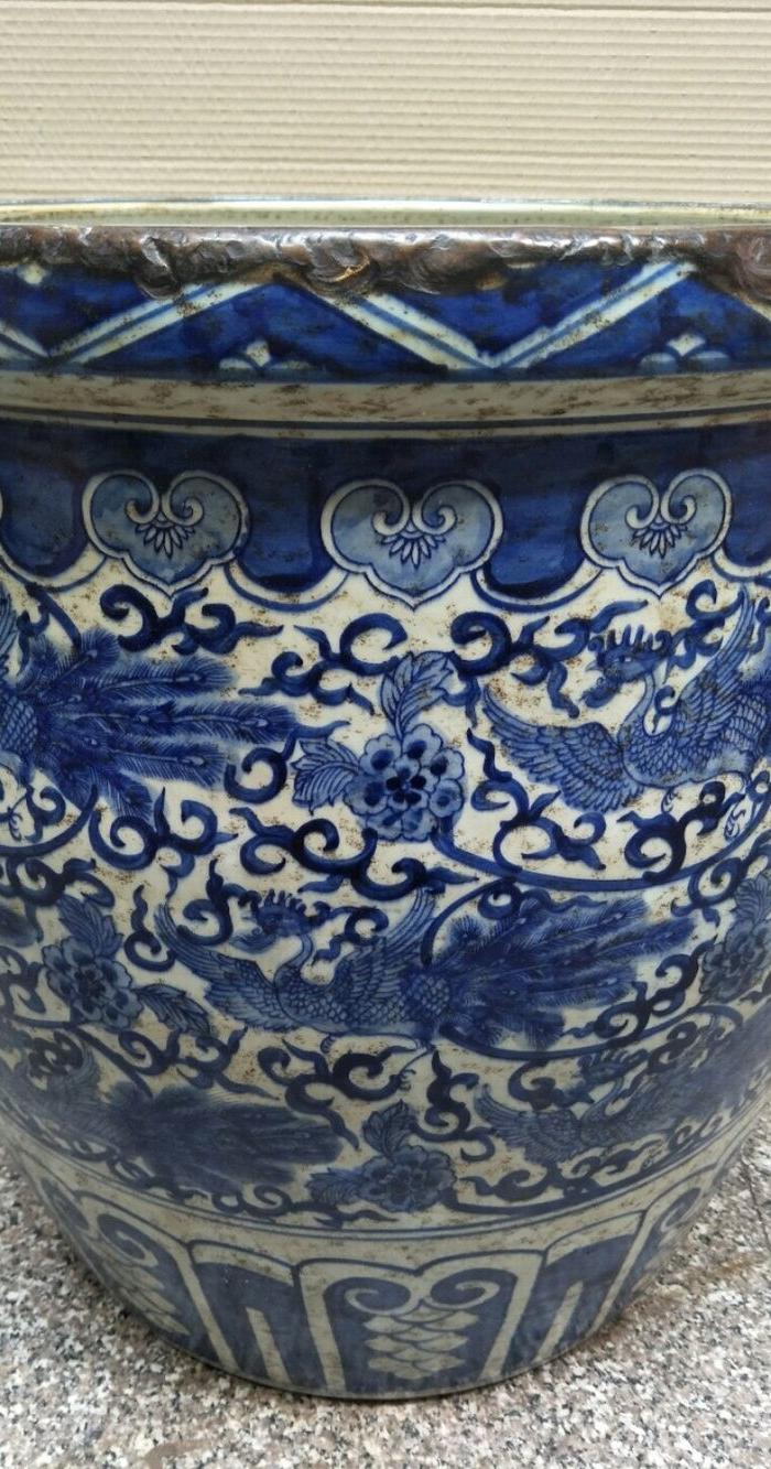 明.嘉靖青花凤纹大缸