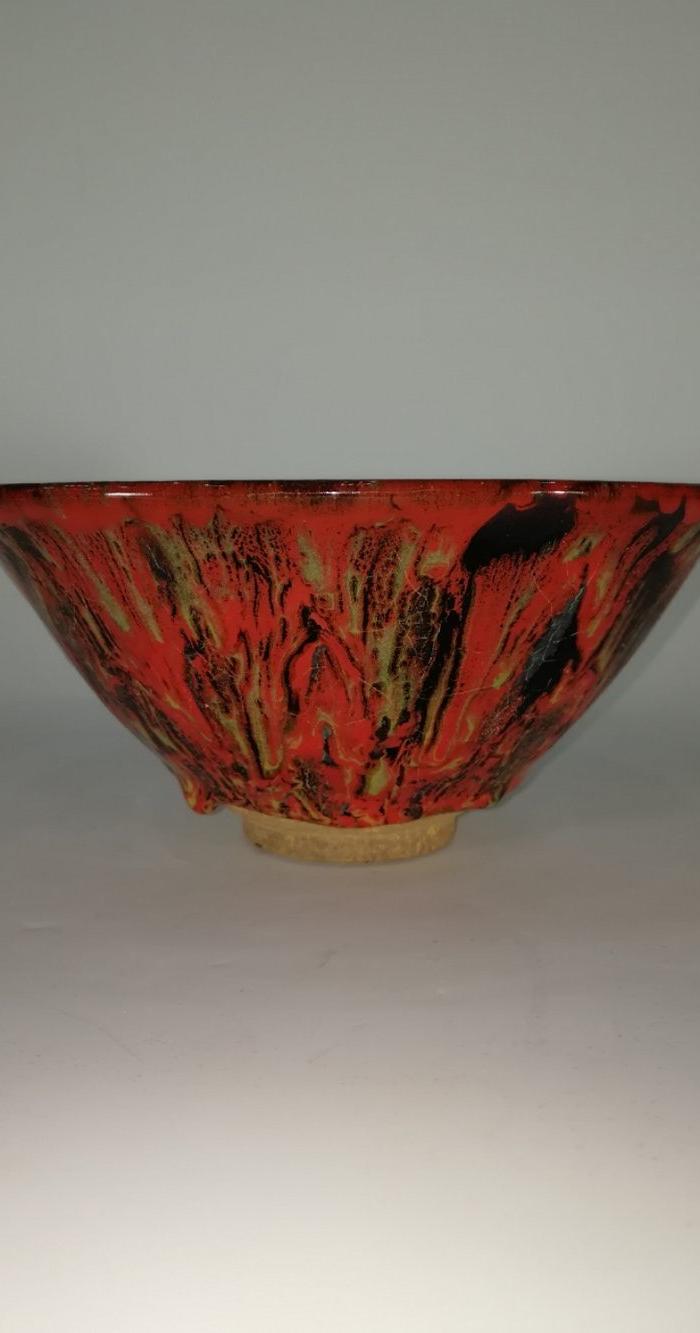 建窑铁红釉耀变盏