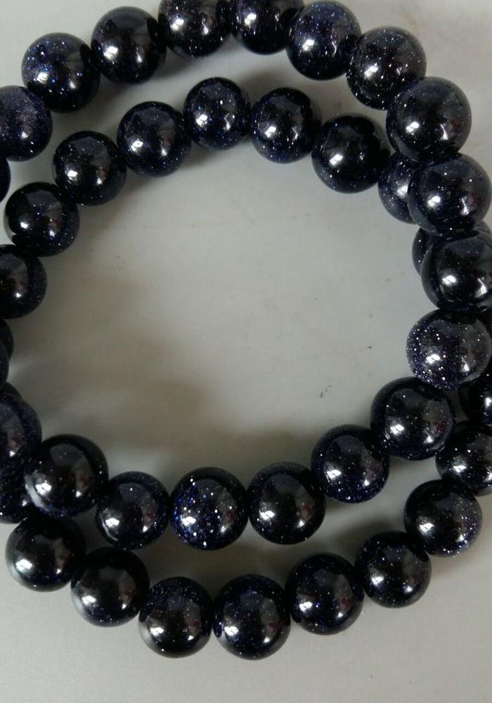 蓝砂石小手串一对