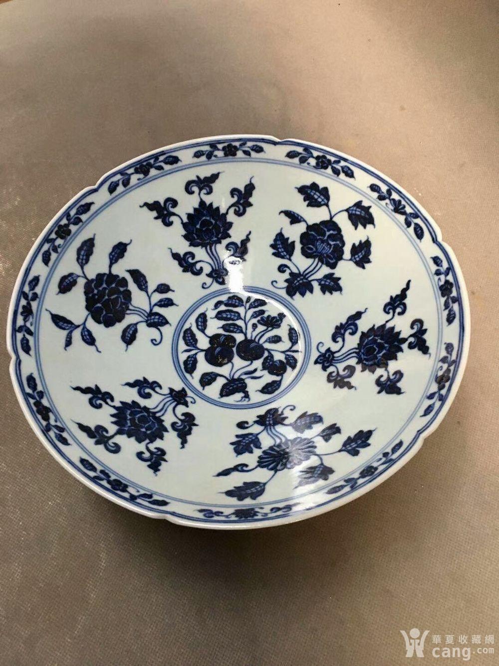 宣德 青花花果斗笠碗