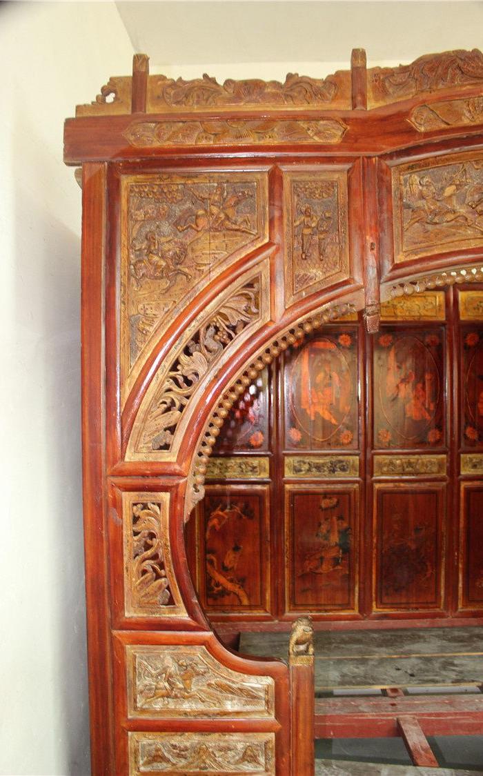 民国深雕单进古董床 老物件古董古玩收藏