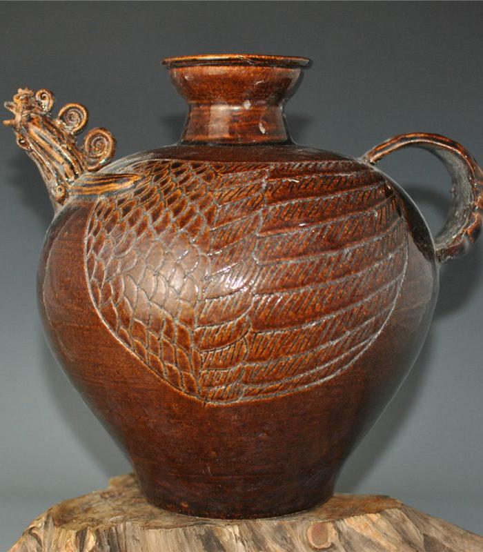 宋吉州窑酱釉鸡头壶古董古玩古瓷器保真包老文玩艺术收藏品