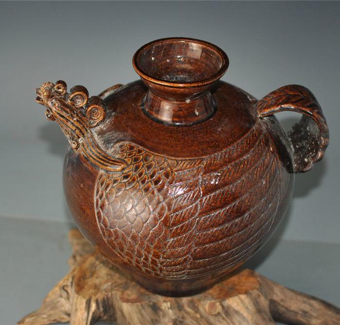 宋吉州窑酱釉鸡头壶古董古玩古瓷器保真包老文玩艺术收藏品