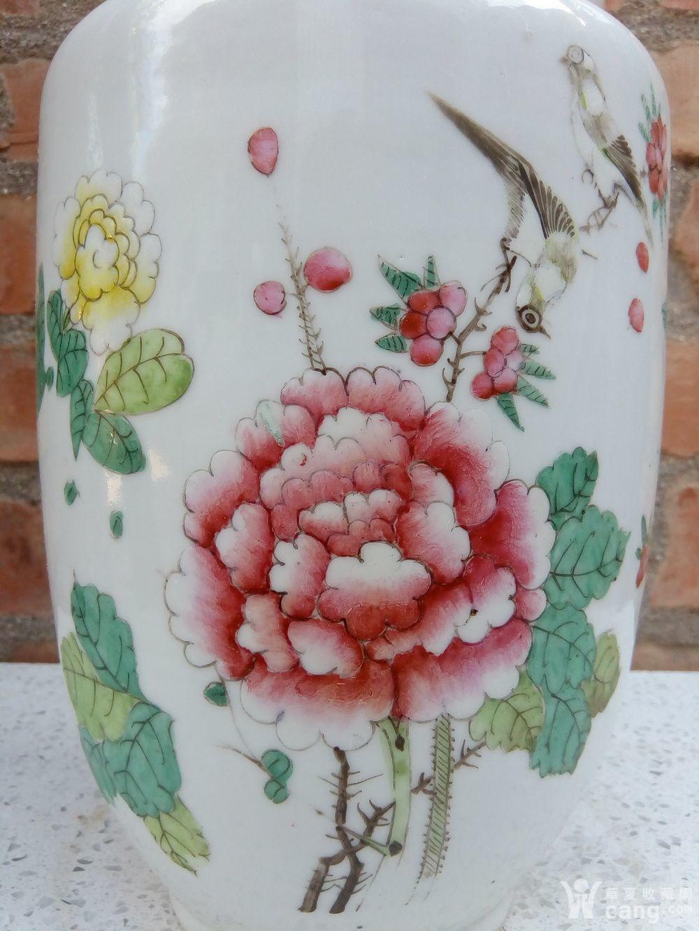 瓷器 民国 金竹轩花鸟罐