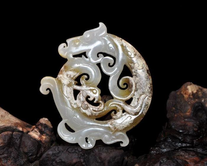 古玉龙佩*龙凤玉佩玉璧和田白玉浮雕龙璧玉佩洁白油润细腻包邮