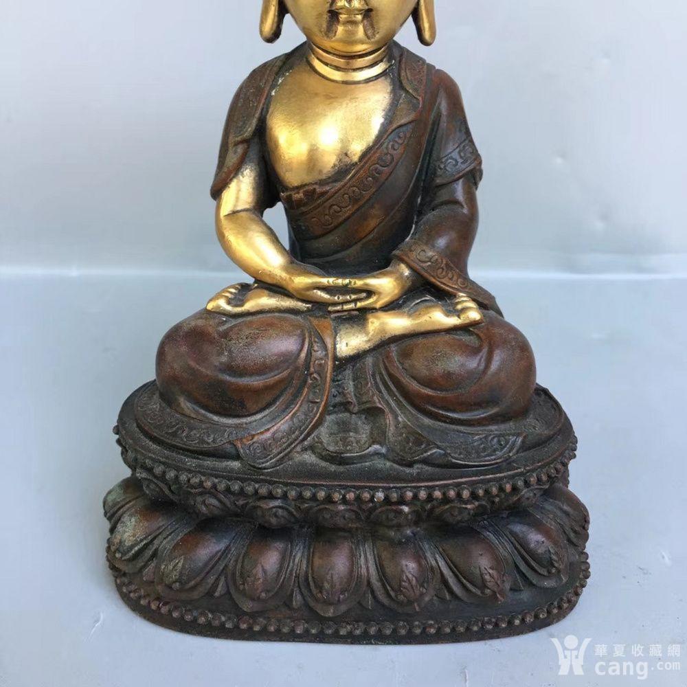 老铜器斑铜鎏真金释迦牟尼佛像