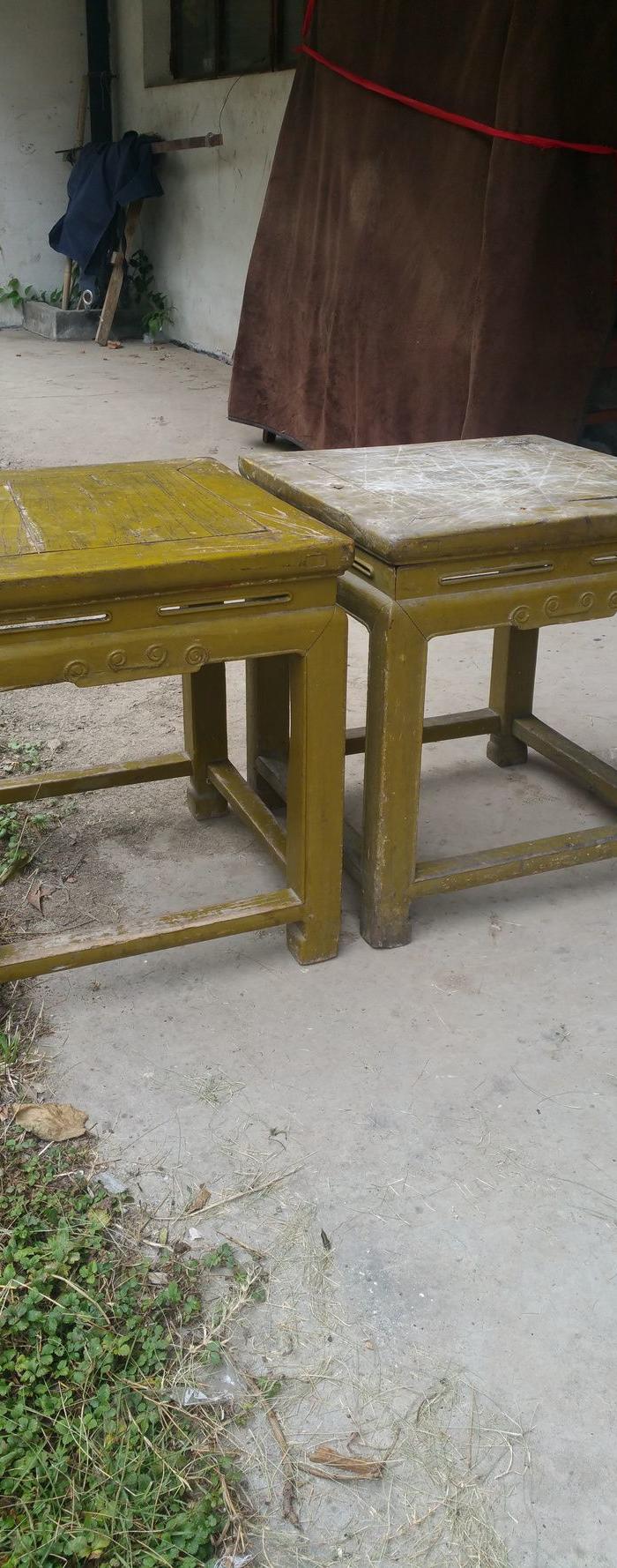 清代苏工白榉木方凳一对,运费到付.