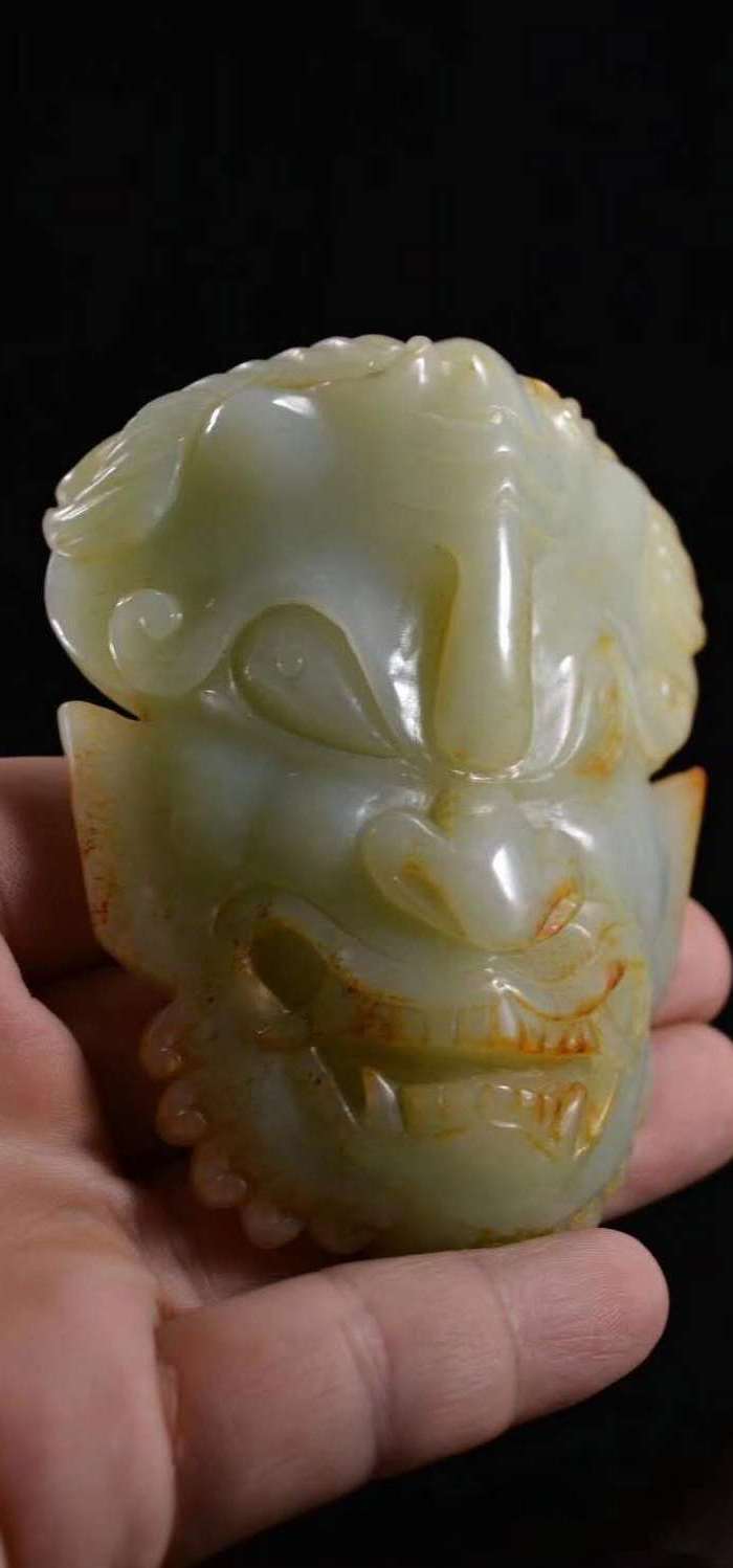 和田玉兽面带扣
