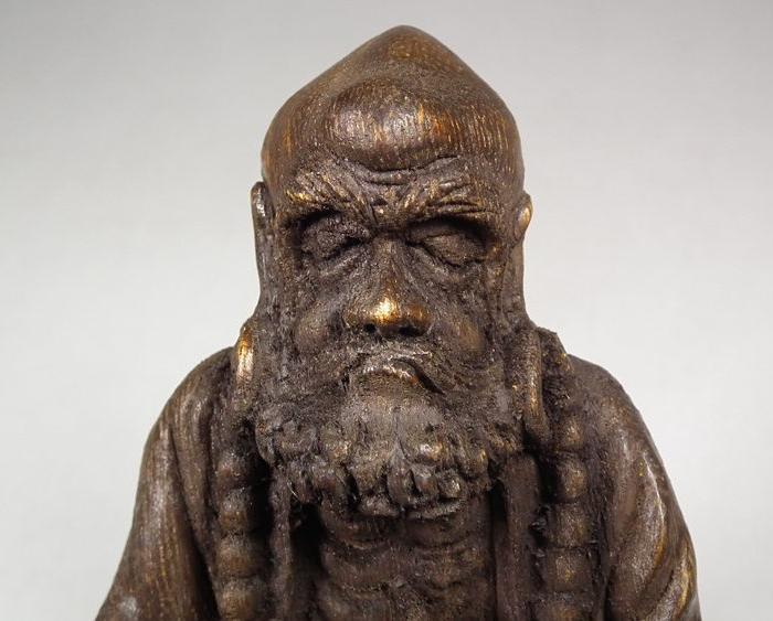 老沉香木立体圆雕达摩悟禅大摆件