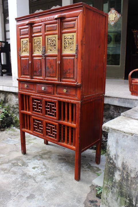 民俗老物件老旧家具木制老式碗柜老式橱柜老式书柜农家乐摆设