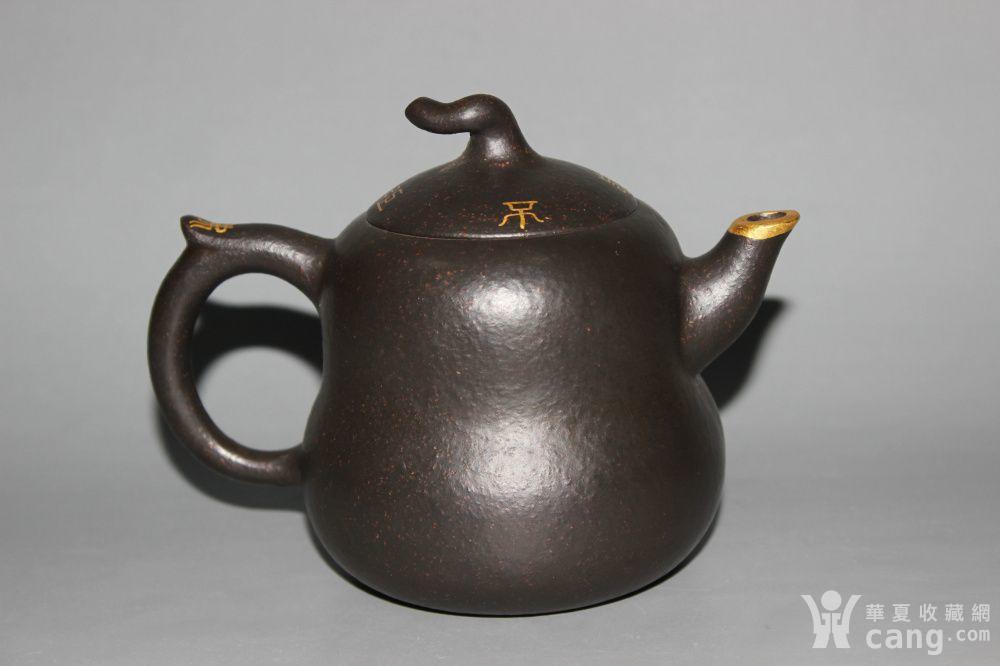 仿古工艺品 杂项 李玲紫砂壶全手工 乌泥老紫砂 描金浮雕莲花佛葫芦型