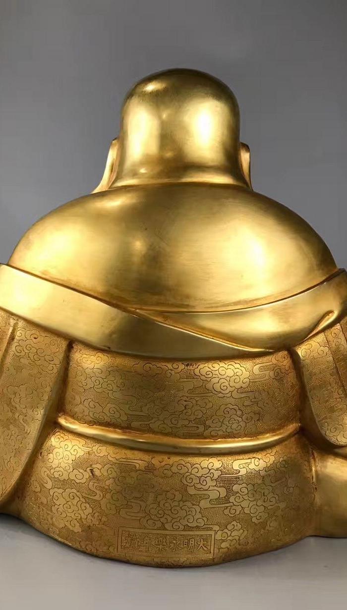 明代铜鎏金弥勒佛