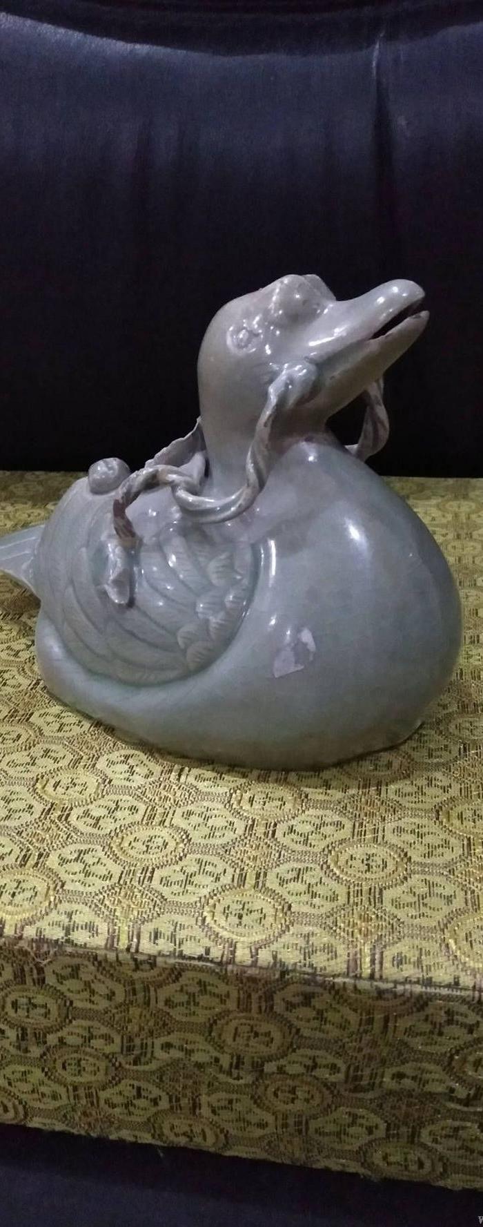 耀州窑青瓷鸭型壶