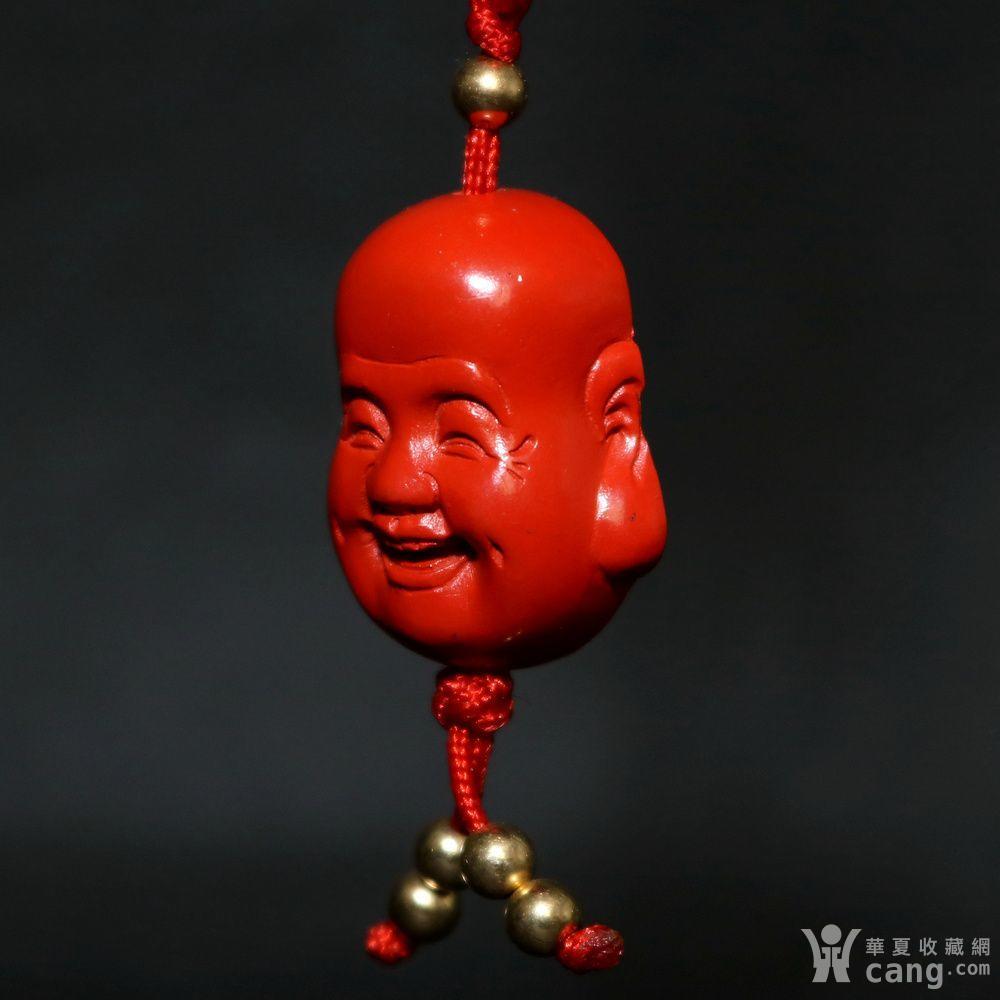 朱砂雕弥勒佛头像挂件