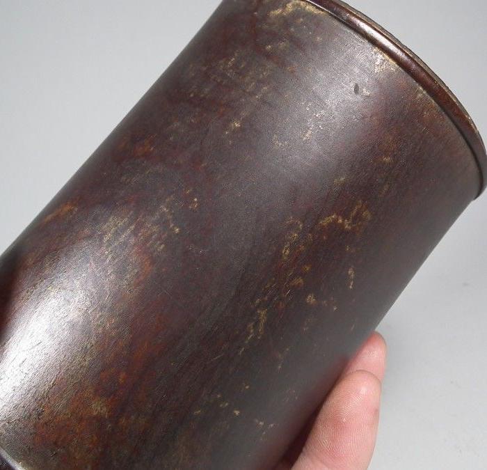 老黄杨木束腰小笔筒