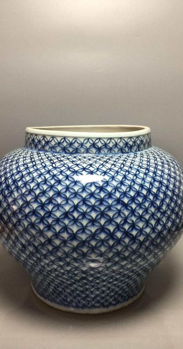 清,青花金钱纹罐