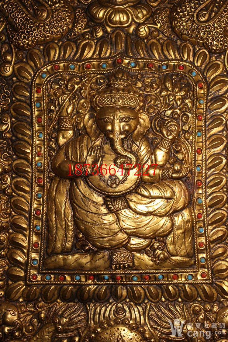 古董古玩 藏传纯手工打造鎏金嵌宝石坦诚唐卡
