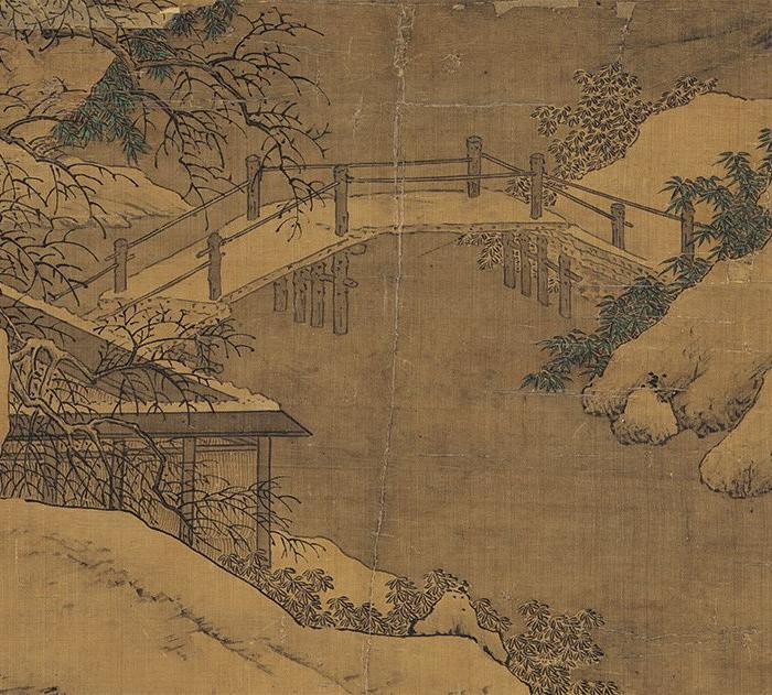 仇英 雪景山水 绢本 60.8x112.3cm