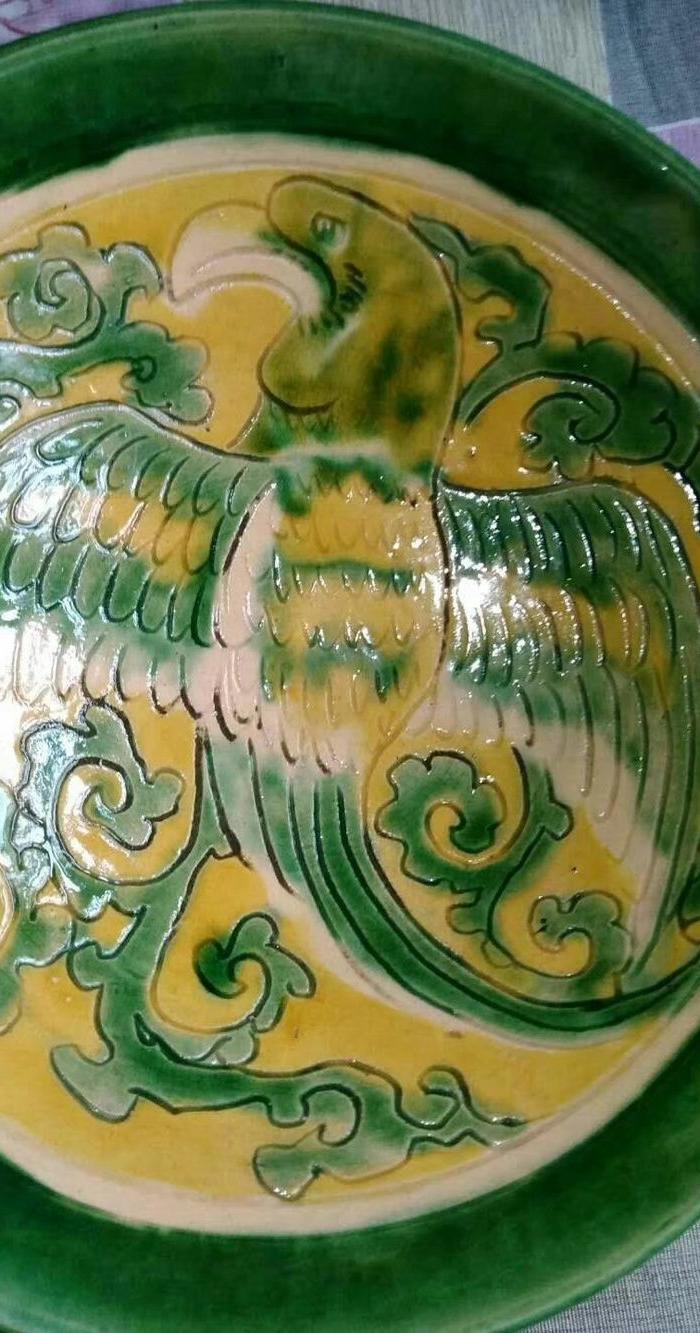绿釉凤盘