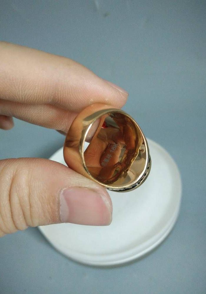 天然绿宝石老凤祥18k戒指