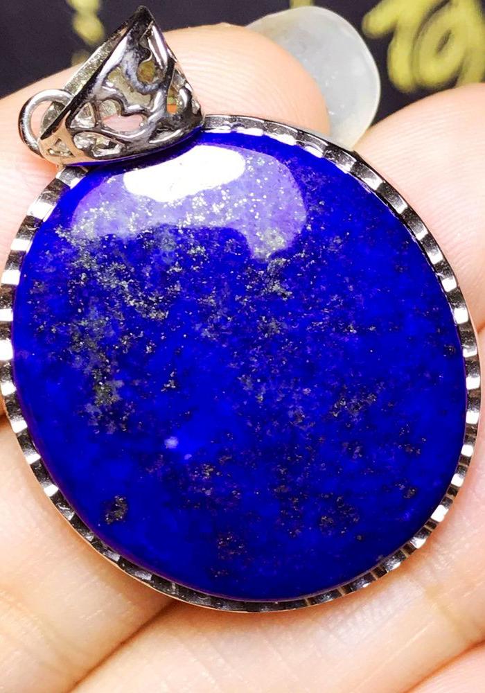 阿富汗进口原矿高蓝!精品青金石纯天然无优化油亮满蓝宝石蓝吊坠