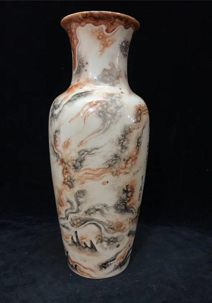 唐英石纹釉诗文赏瓶