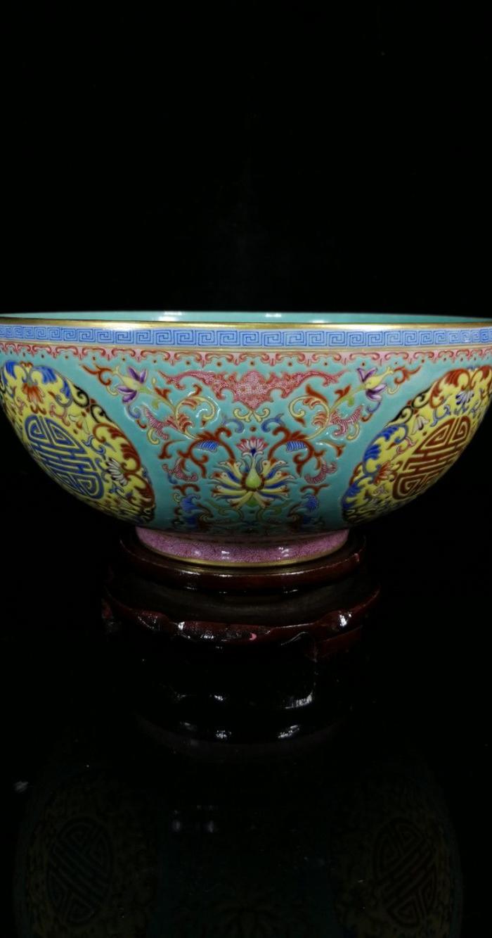 清乾隆年珐琅彩福寿碗9.5 20.