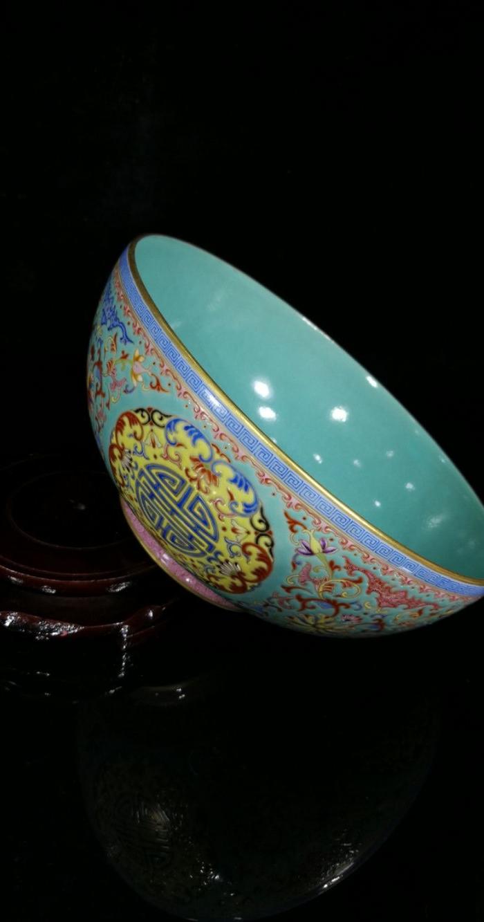 清乾隆年珐琅彩福寿碗9.5 20.