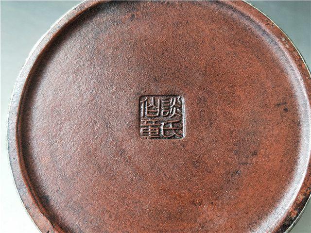 谈氏仙童款包锡花鸟紫砂壶