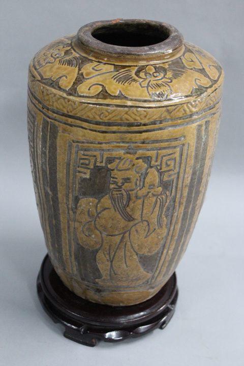 马口窑人物罐子 两个