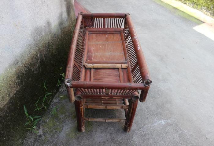 民俗老物件老竹编小孩老床老竹床传统婴儿竹床民俗博物馆摆设品