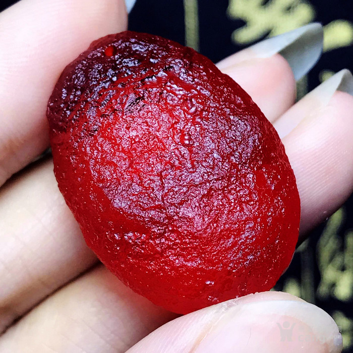 天外来物保真陨石!红艳如血天然库尔勒血陨石原石全通透满红吊坠