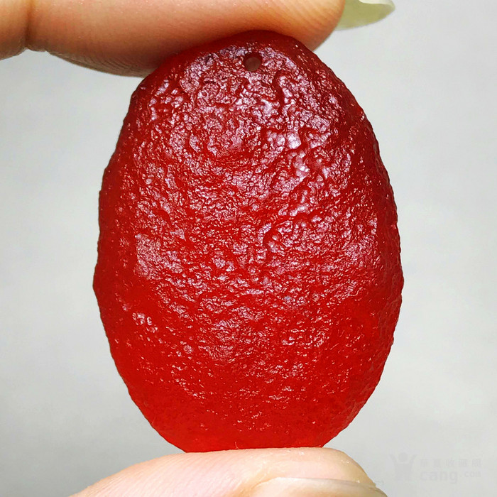 天外来物保真陨石!红艳如血天然库尔勒血陨石原石全通透满红吊坠