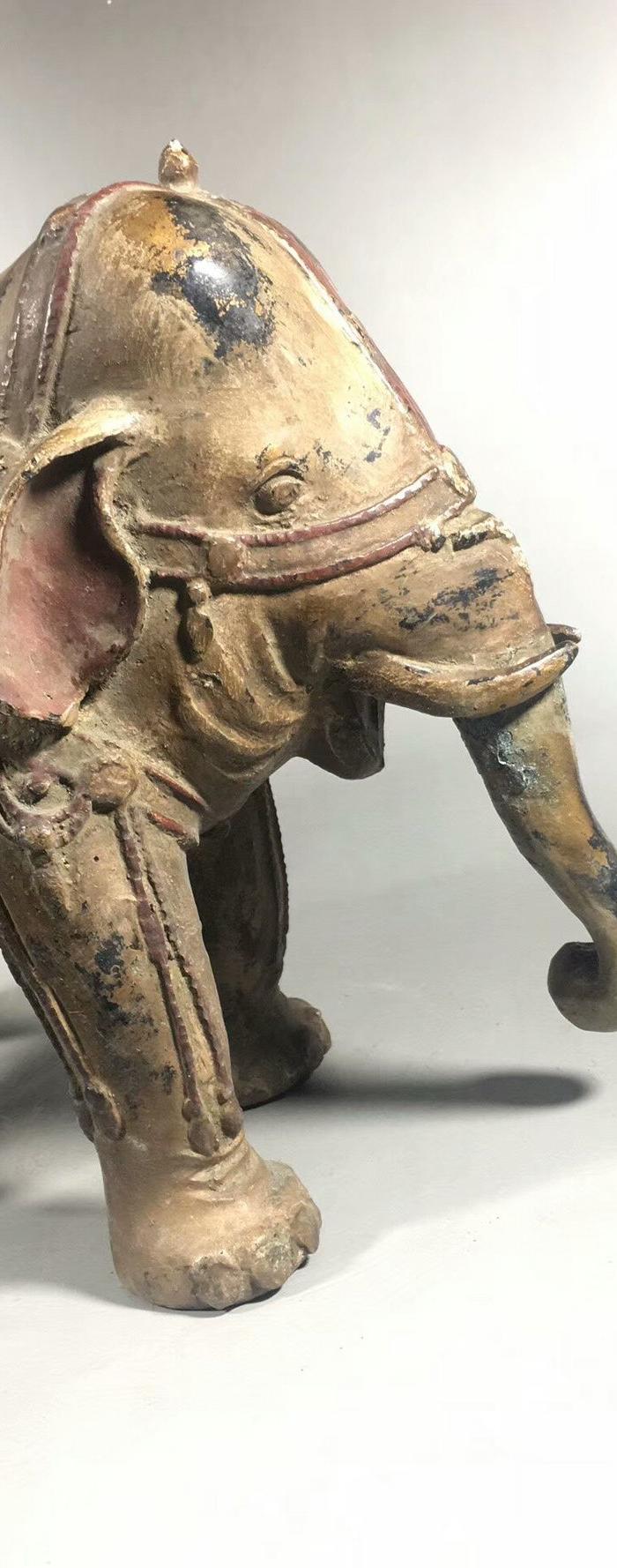 回流 铜 加彩 骑象观音 高 40公分 重 6500克