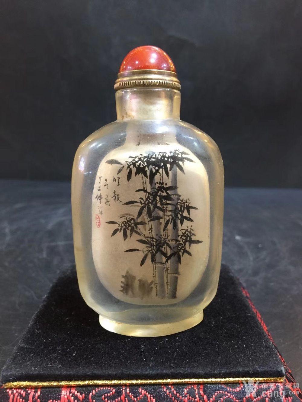 丁二仲琉璃内壁画墨竹鼻烟壶