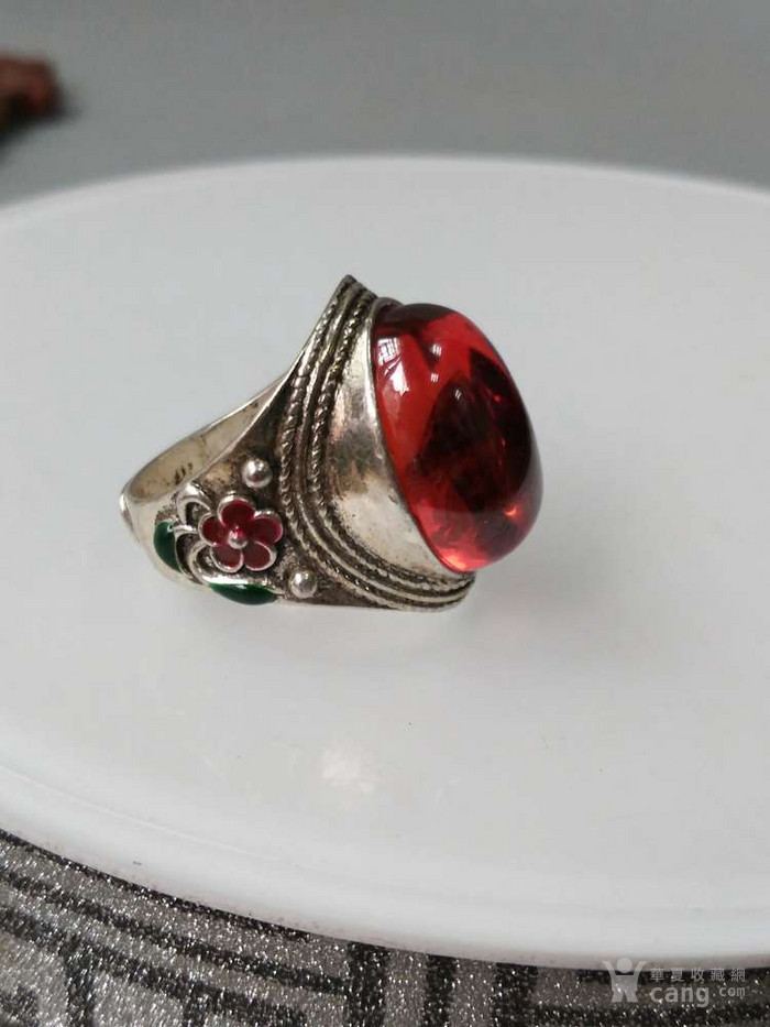 传世少见的红宝石足银老戒指