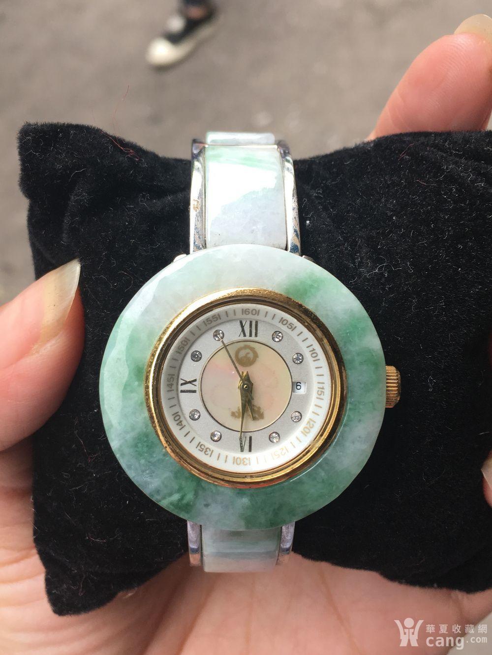 天然缅甸翡翠a货镶嵌飘花翡翠手表