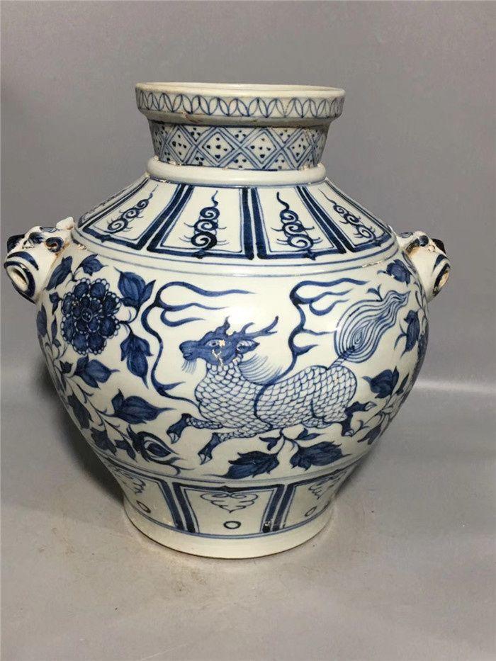 青花兽纹虎头罐