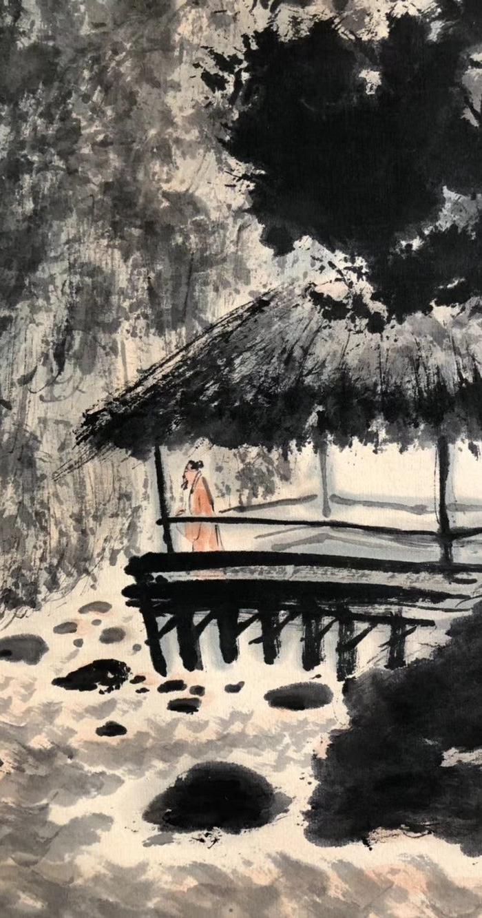 傅抱石 立轴 泼墨山水画