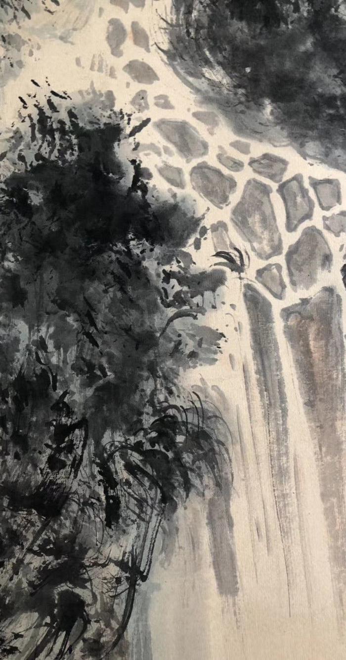 傅抱石 立轴 泼墨山水画