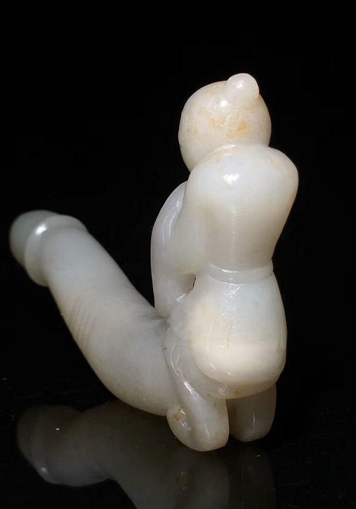 清代 老和田玉阳具玉雕手把件摆件