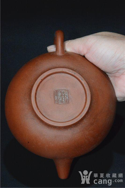 彩绘石瓢壶陈鸣德款老紫砂壶