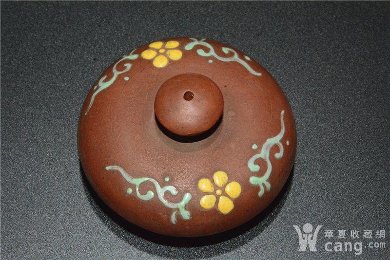 彩绘石瓢壶陈鸣德款老紫砂壶