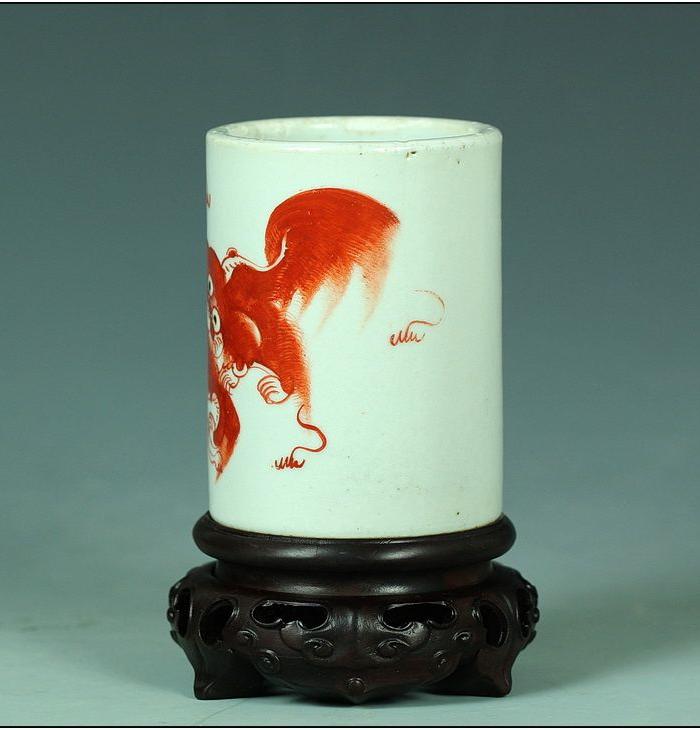 文房清供!全网最低价!光绪年太师少保粉彩笔筒