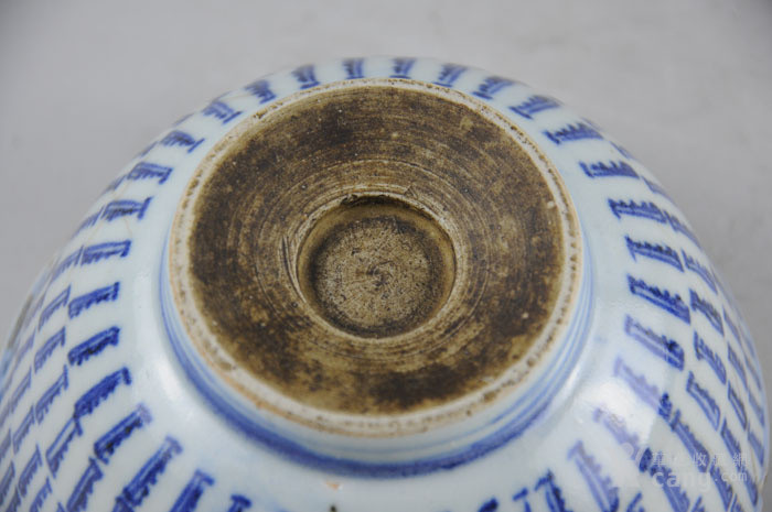 18429清三代雍正玉璧底百寿碗景德镇青花瓷老瓷器包老