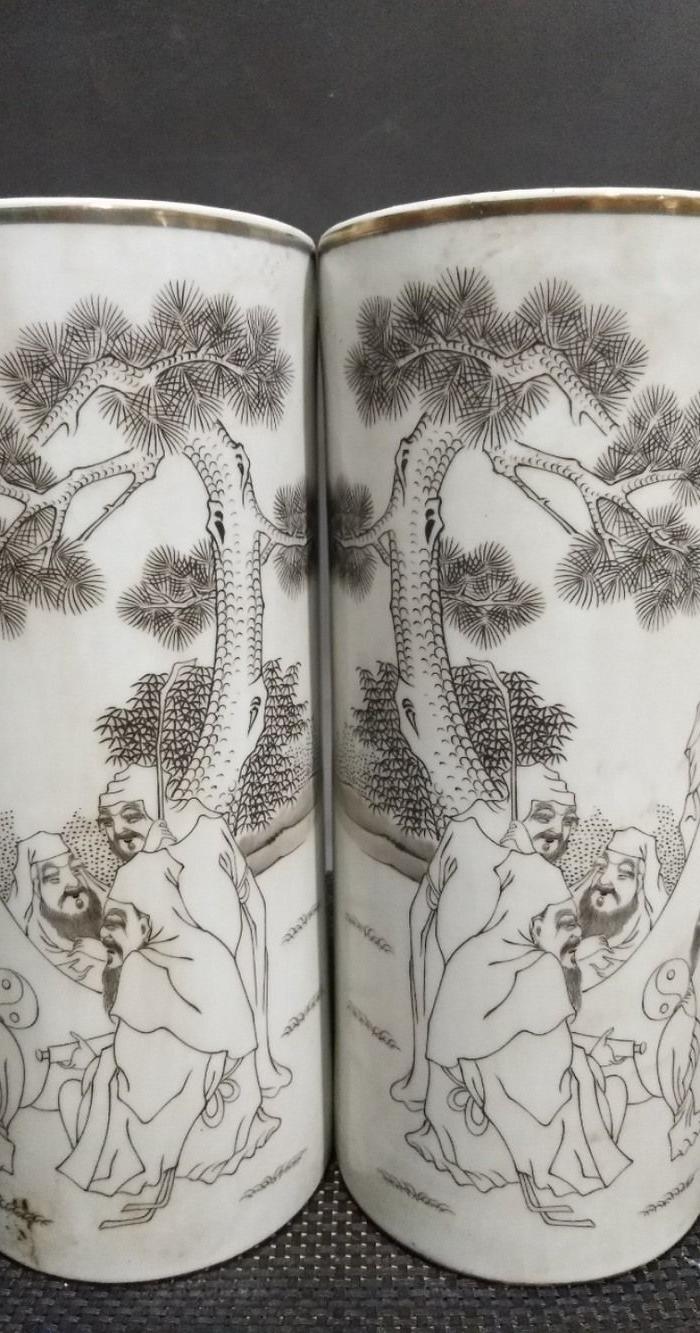 手绘墨彩五老观太极帽筒