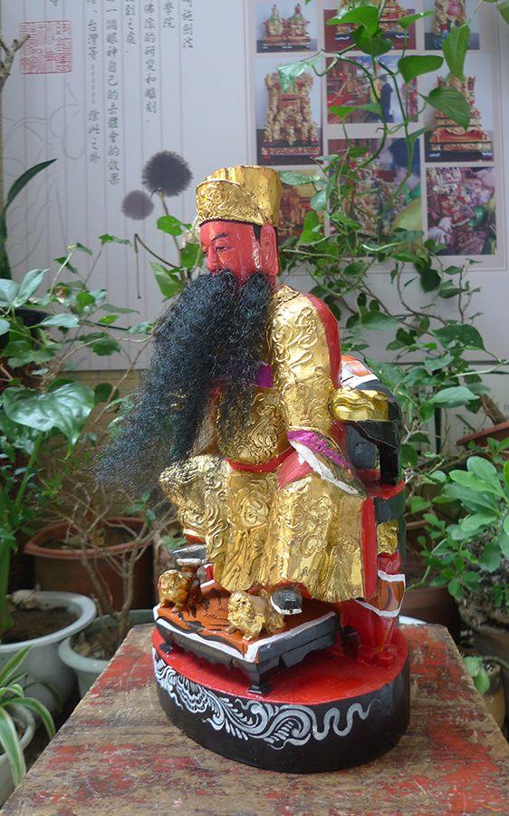 36厘米樟木雕 漆线雕 王爷公